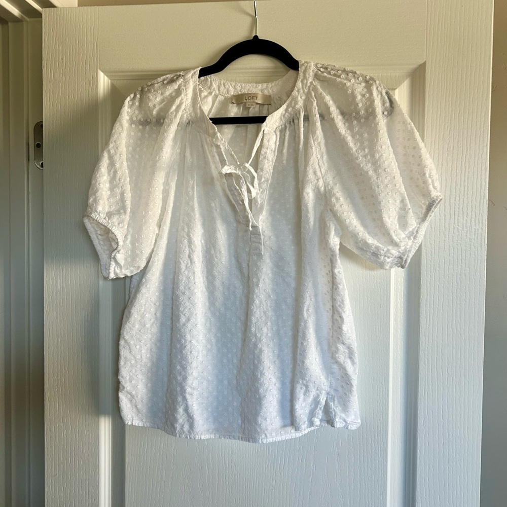 LOFT White Textured Blouse